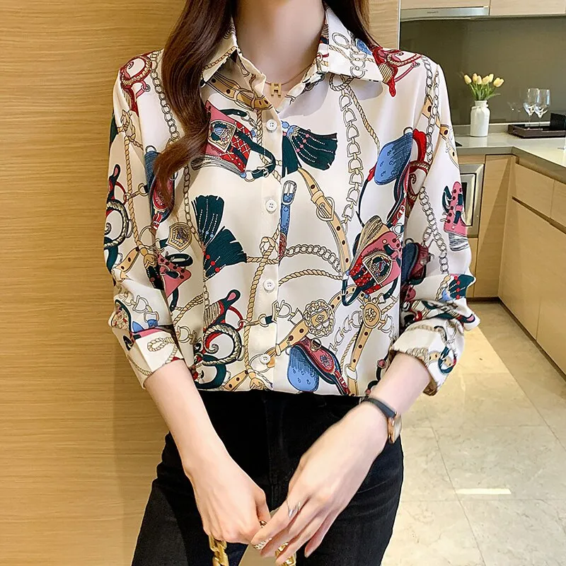 Fashion striped print ladies shirts