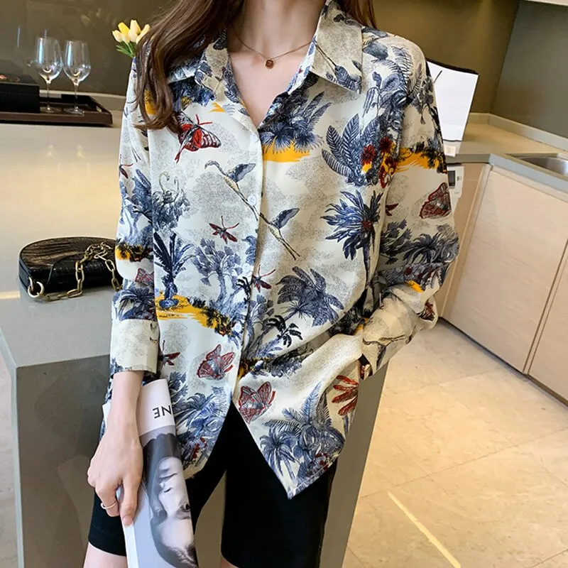 Fashion striped print ladies shirts