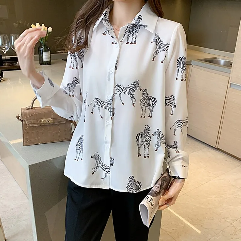 Fashion striped print ladies shirts