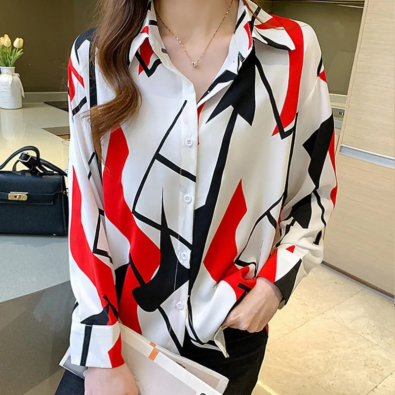 Fashion striped print ladies shirts