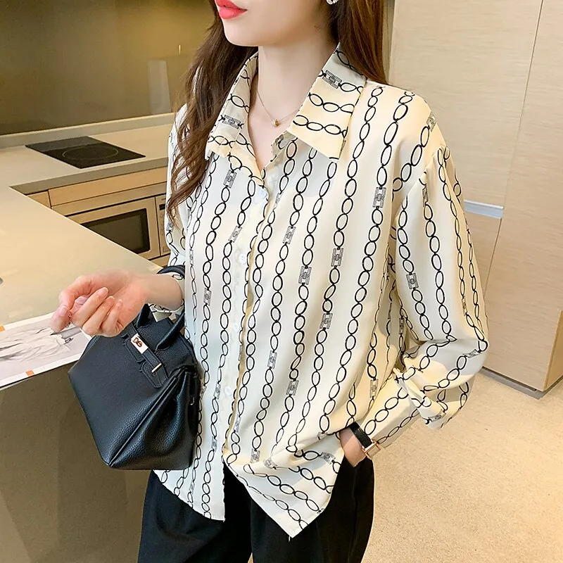 Fashion striped print ladies shirts