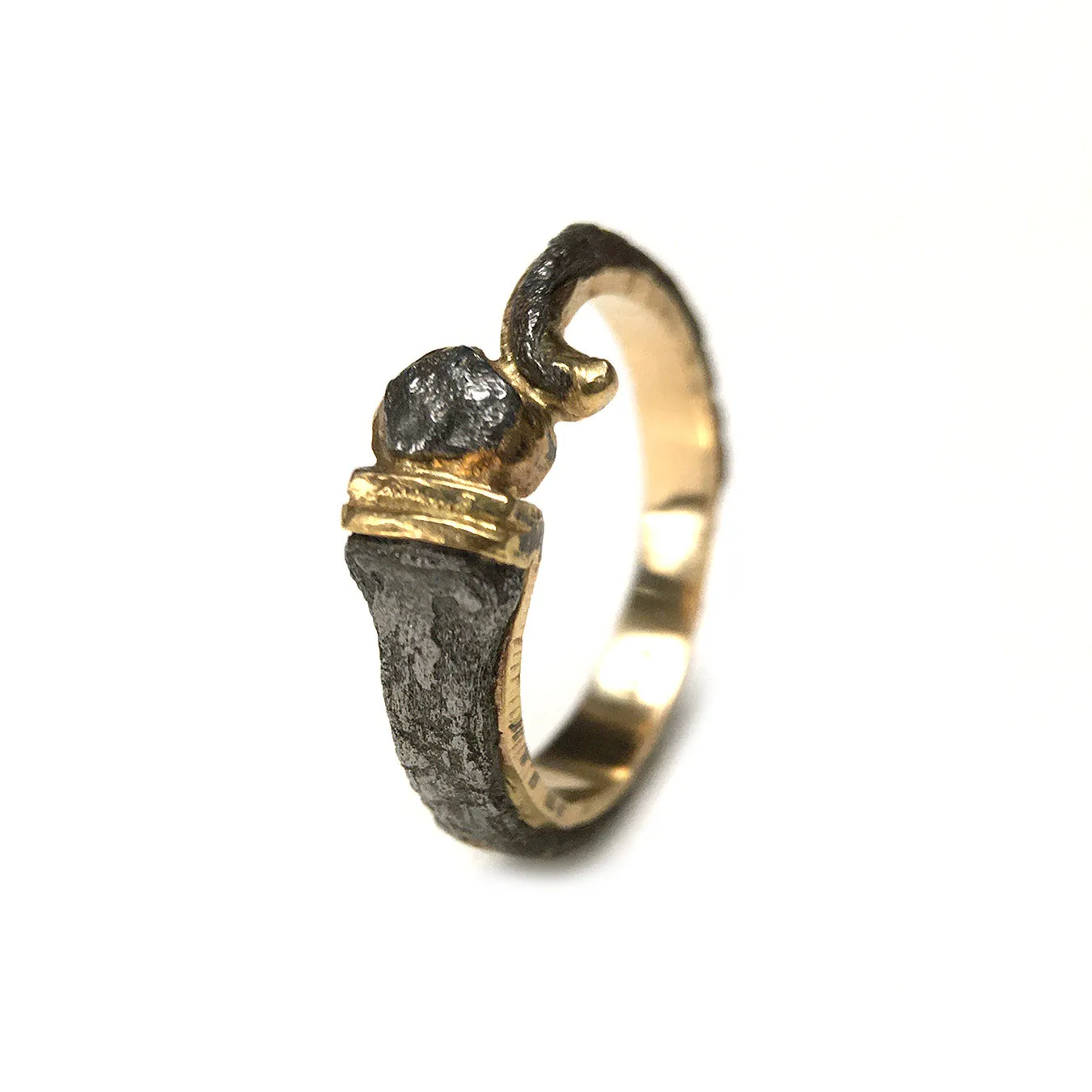 Gold Lined Nail Ring with Nail Head