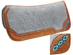 Grey Beaded Inlay Felt Saddle Pad