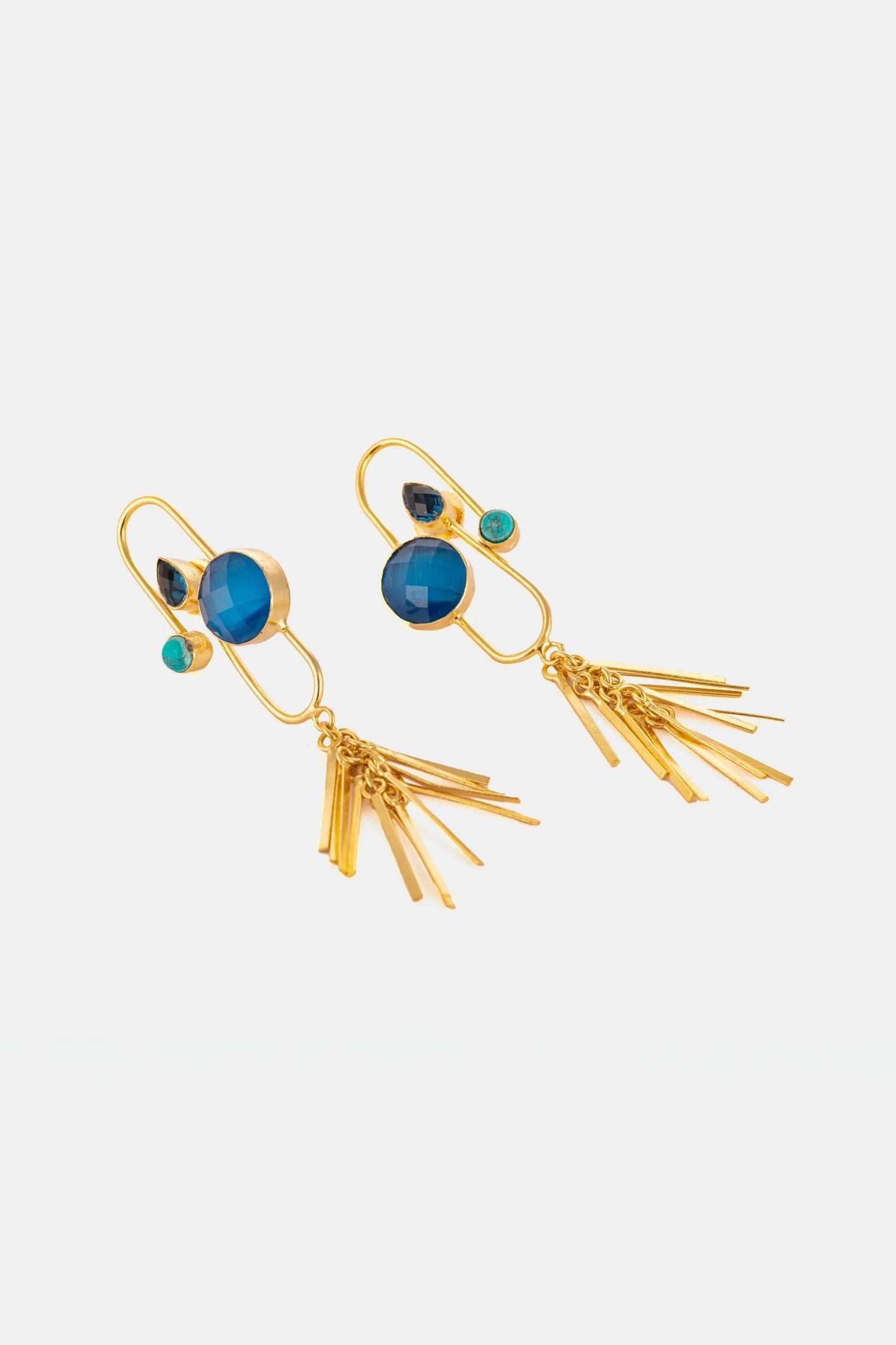 Hues Of Blue With Golden Colour Earrings