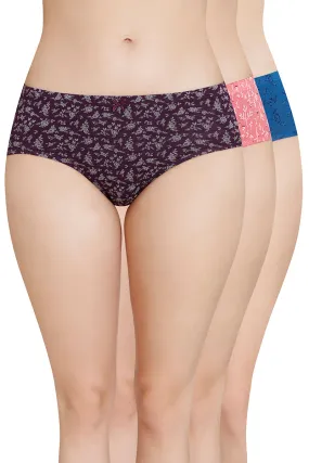 Inner Elastic Printed Mid Rise Hipster Panty (Pack of 3)