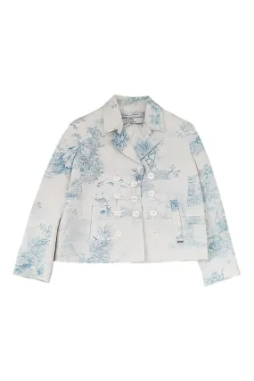 JOHN GALLIANO Kids Cotton Blend White Toile De Jouy Print Blazer (6)