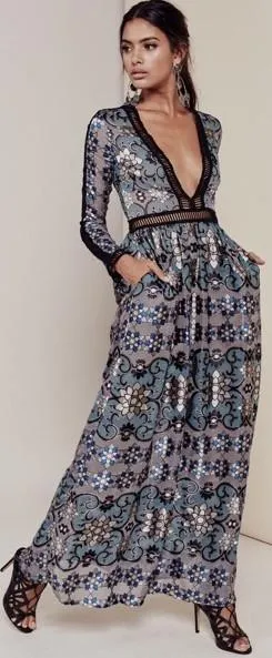 'Juliet' Maxi Dress in Blue