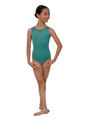 Kids Sweetheart Neck Lace Tank Leotard