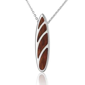 Koa Wood Hawaiian Surfboard Pendant