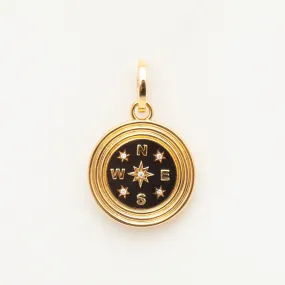 Large Ceramic & Diamond Compass Hinged Charm