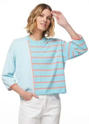 LD & Co - Stripe Detail Top - Aqua - LC5567