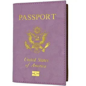 Leather USA Logo Passport Holder - Purple