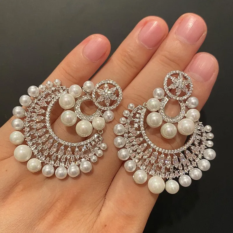 Luxury White Pearl Big Earring