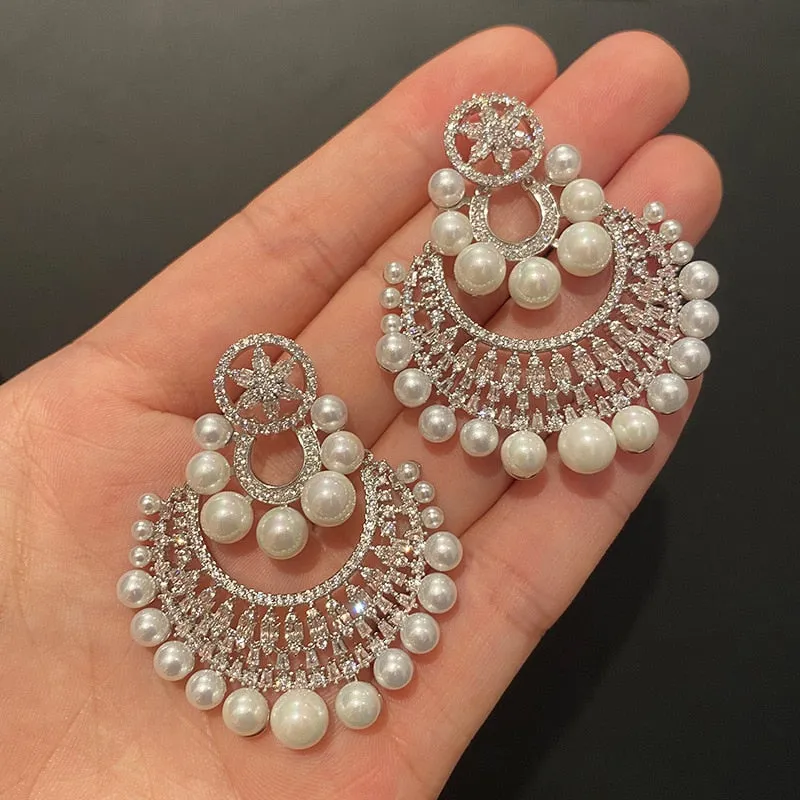 Luxury White Pearl Big Earring