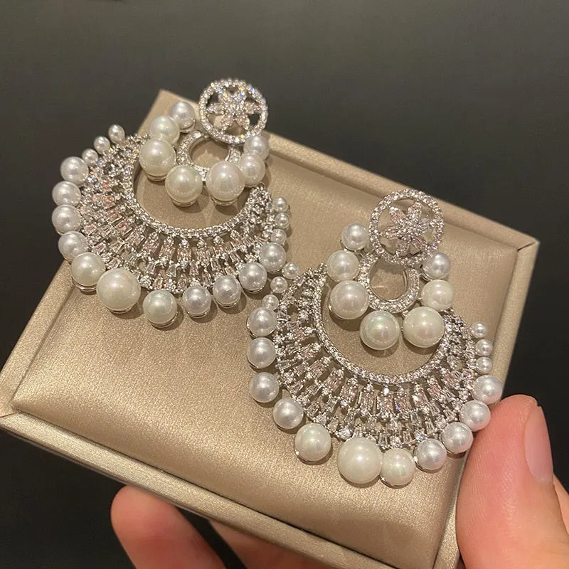 Luxury White Pearl Big Earring