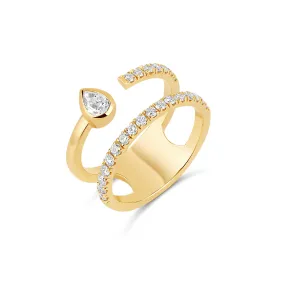 Multishape Double Full Row Diamond Statement Ring