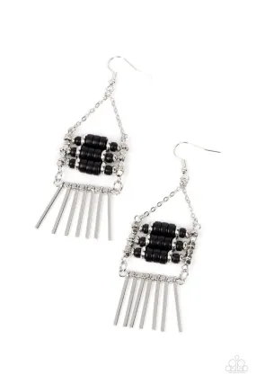 Paparazzi Tribal Tapestry - Black Earrings