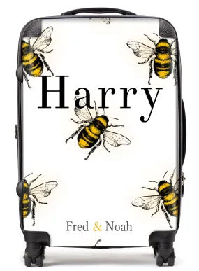 Personalised Bee print Suitcase