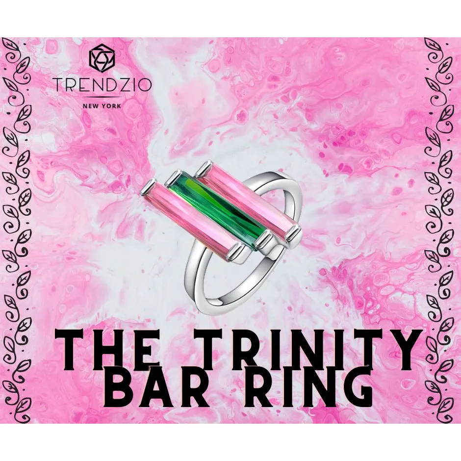 Pink and Green Trinity Bar Ring