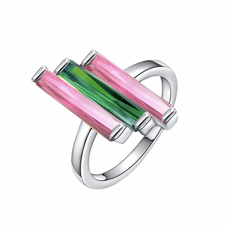 Pink and Green Trinity Bar Ring