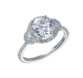 Platinum Round Brilliant Diamond In Micro-Pave Setting With Half Moons