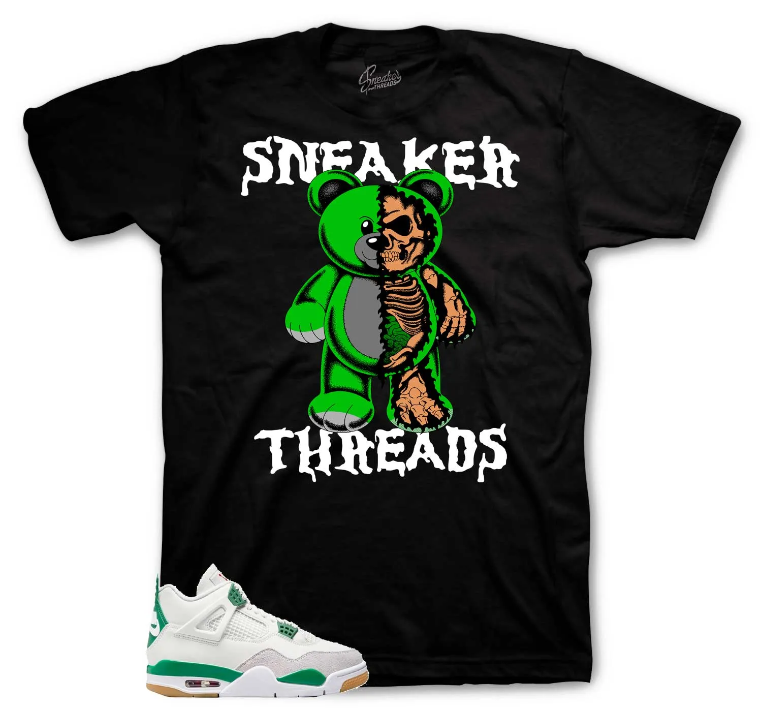 Retro 4 SB Pine Green Play Bear Shirt