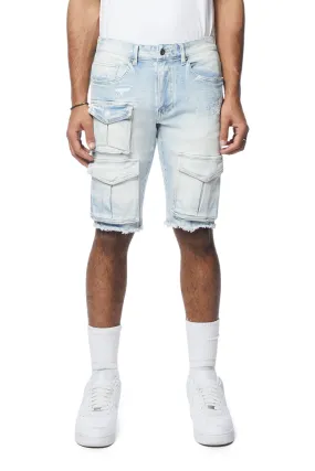 Rip & Repair Cargo Jean Shorts - Santorini Blue