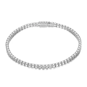 S925 Sterling Silver 2mm CZ Claw Chain Roman Tennis Bracelet