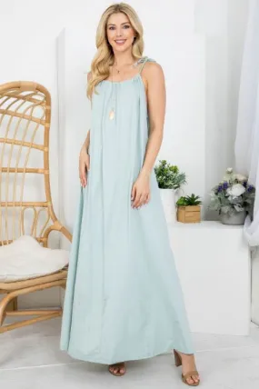 Sage, Tie Maxi Dress, 100% cotton