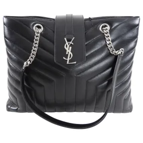 Saint Laurent Black Quilted Lou Lou Shoulder Tote Bag