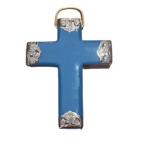 SALE Thalassa Blue ceramic metal wall cross