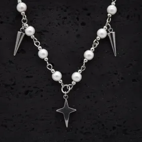 Silver Pearl Spike Necklace