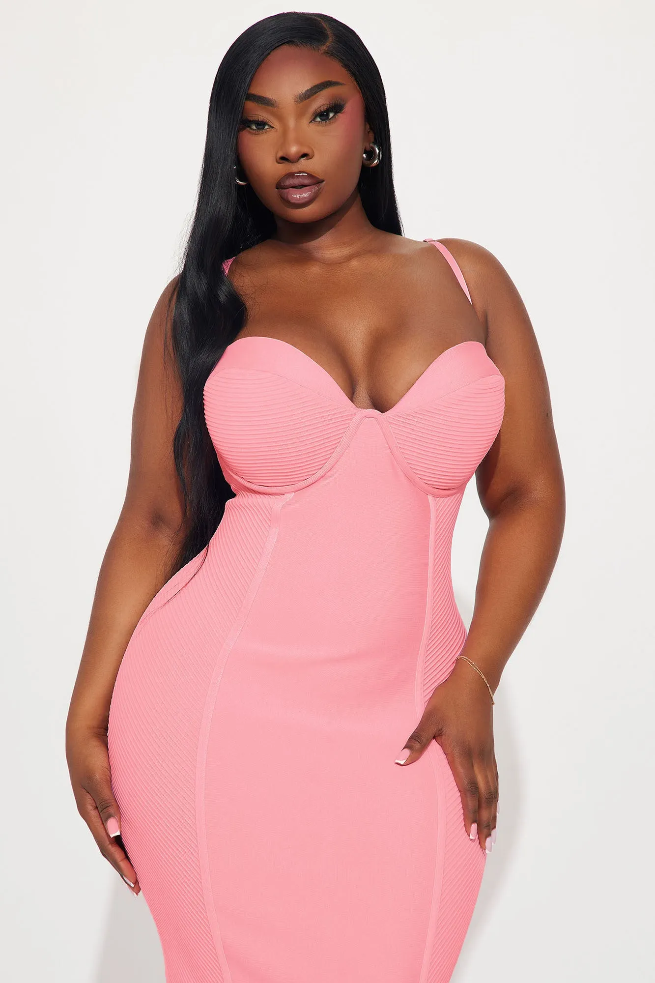 Speak The Truth Bandage Midi Dress - Pink