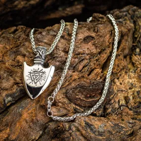 Stainless Steel Arrow Head Necklace With Valknut and Vegvisir