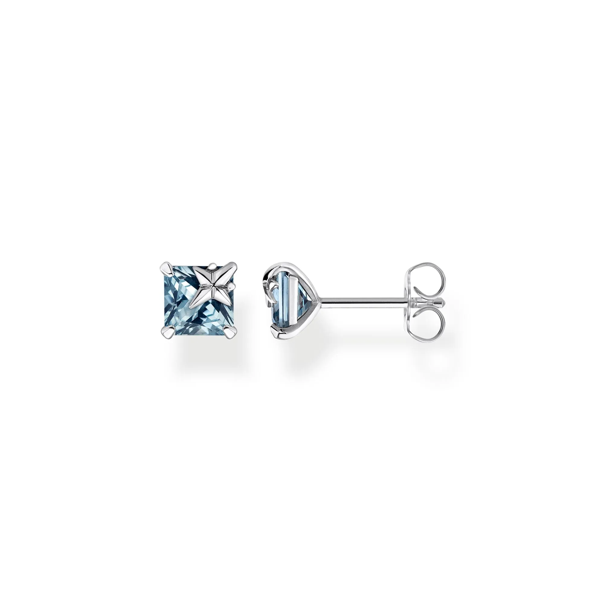 STERLING SILVER MAGIC STONES AQUA STUD EARRINGS