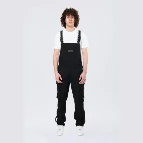 Tapered Cargo Strap Canvas Overalls - Black