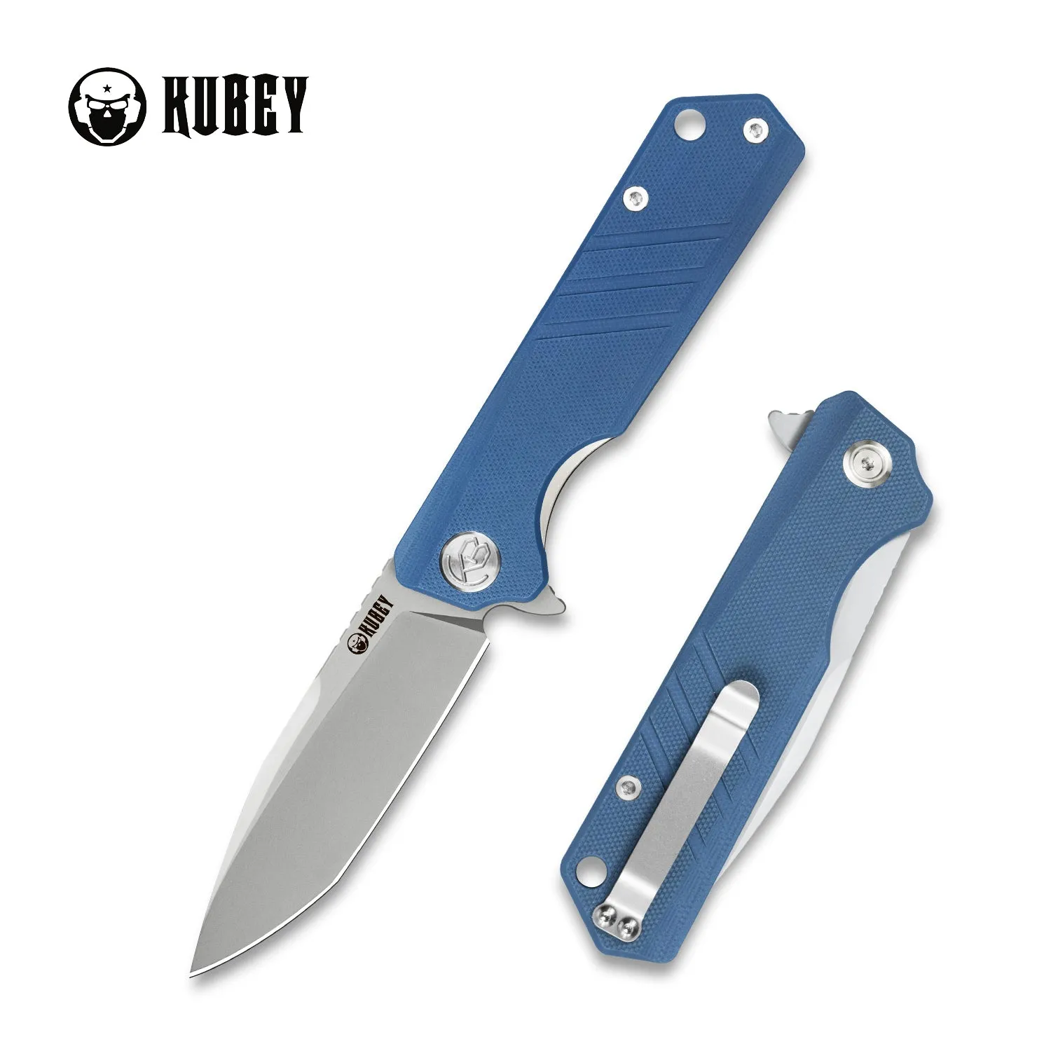 Tarrow Liner Llock Flipper Knife Blue G10 Handle (3.5 Beadblast AUS-10)KB144B