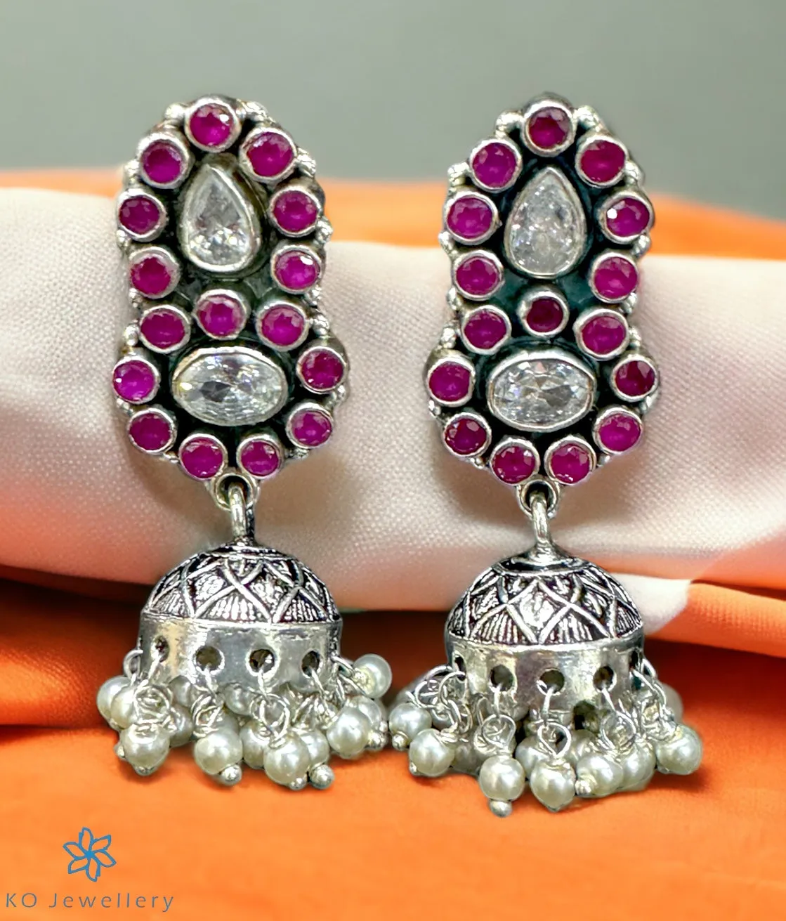 The Ujesha Silver Jhumkas