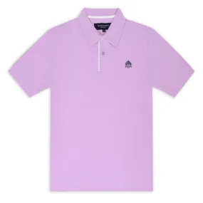 Thistle Lilac Piqué Polo Top with White Contrasting Insert