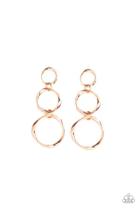 Three Ring Radiance - Copper Paparazzi Earrings