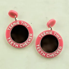 Tiny Teeth Checker Pink Earrings