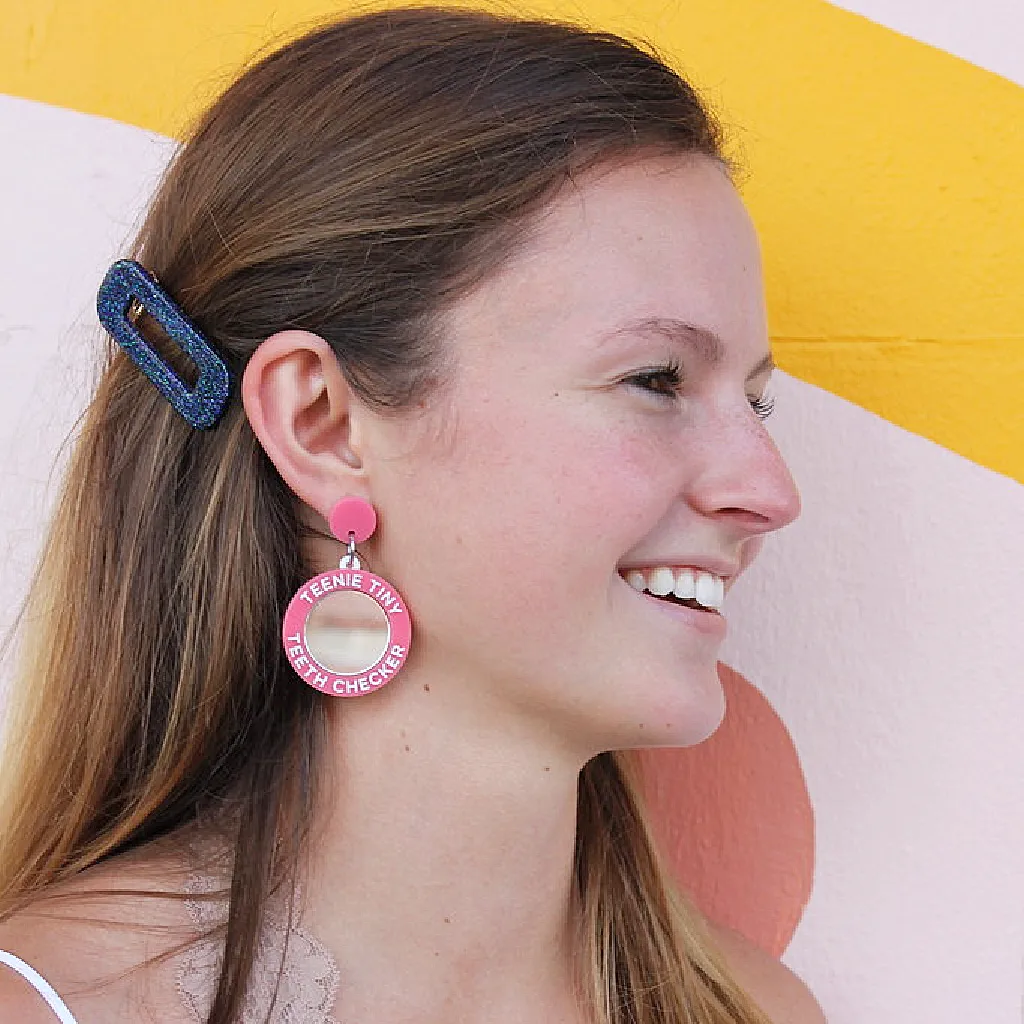 Tiny Teeth Checker Pink Earrings