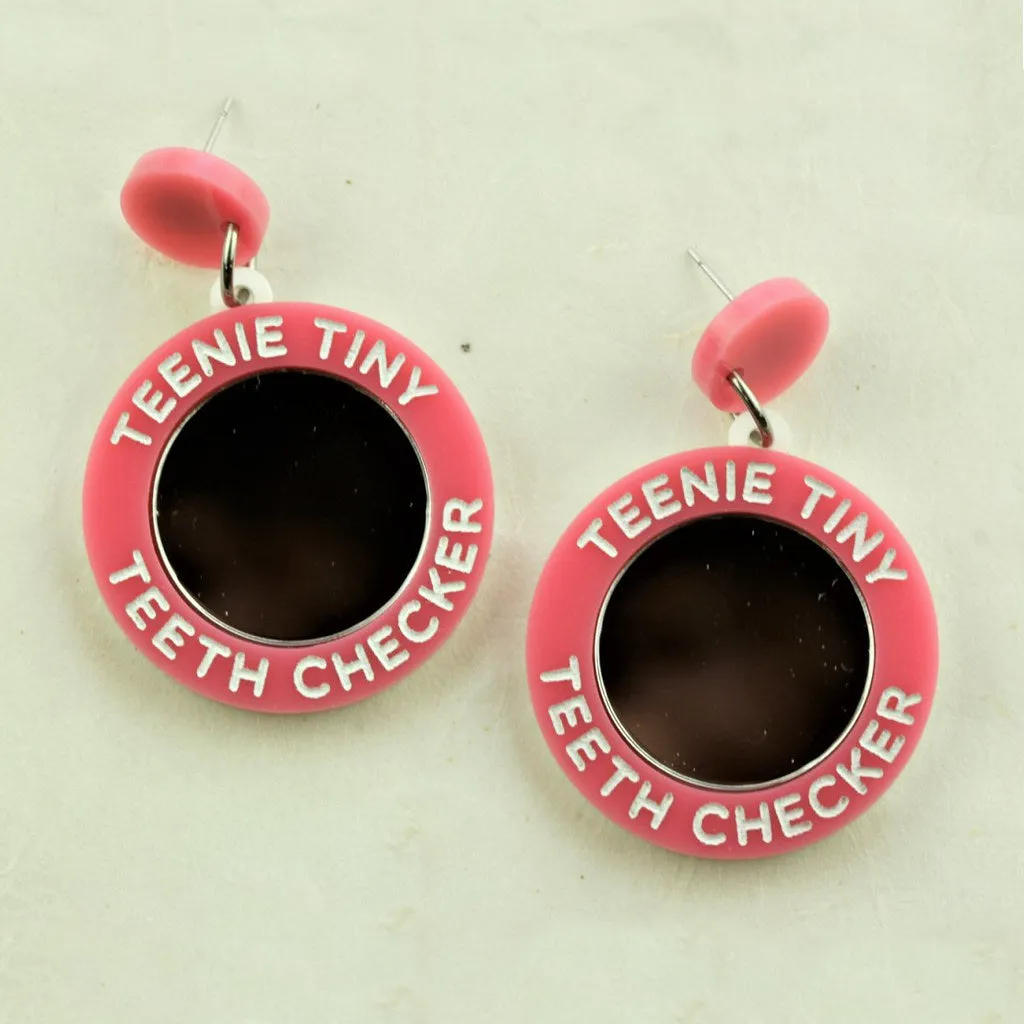 Tiny Teeth Checker Pink Earrings