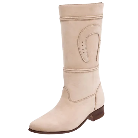 Women's Plain Beige Nobuck with Horseshoe Escaramuza Boot