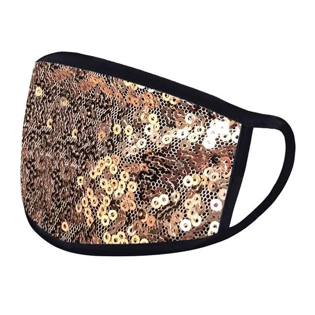 Yumeka Face Mask Cover - Gold Sequin