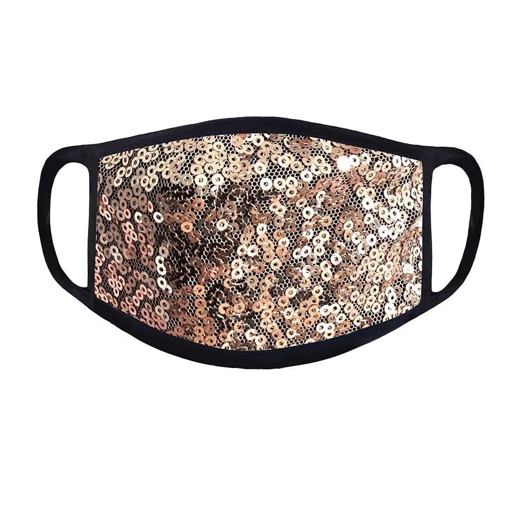 Yumeka Face Mask Cover - Gold Sequin