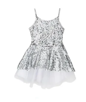 Zoe Ltd. Girls Nancy Silver Sequin Tulle Dress